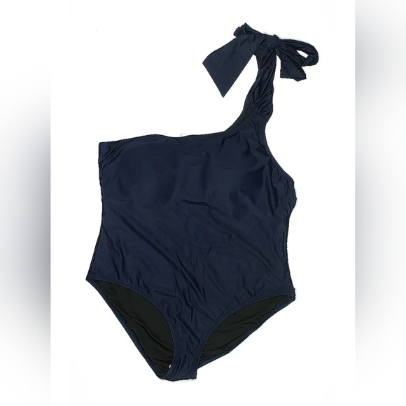 J.CREW Bow One-Shoulder One-Piece Swimsuit β Navy β Size 22 β Retail $110 - Picture 5 of 8